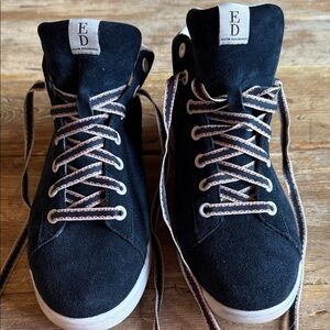 Ellen Degeneres Blue Suede Sneakers with White and red Laces